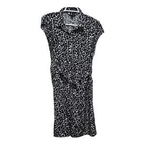 Tommy Hilfiger Black White Floral Button Front Shirt Dress L